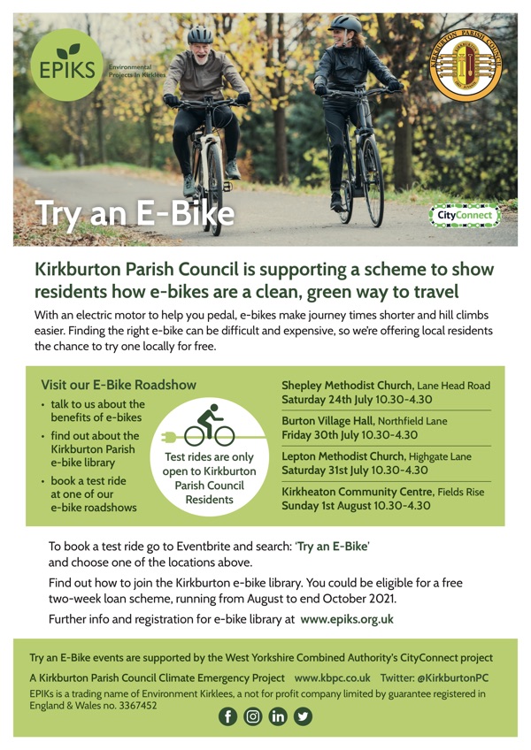 Free E- Bike Trials for Residents of Kirkburton Parish Council